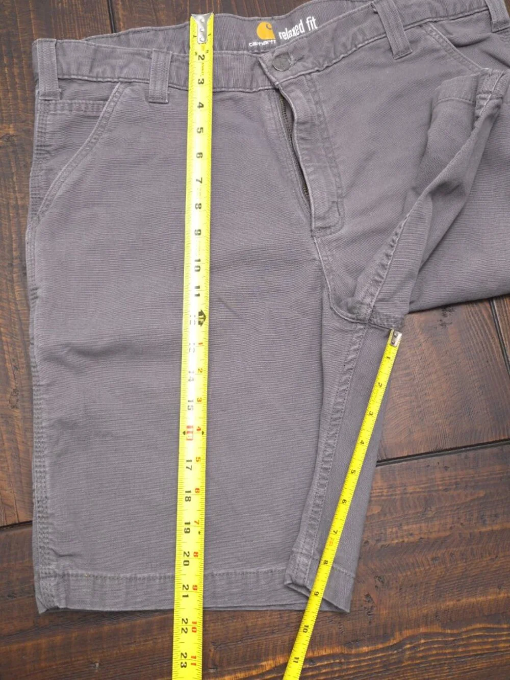 Carhartt Shorts Mens 36 Gray Relaxed Fit Carpenter Canvas Logo Work 9